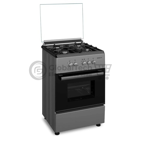 Maxi 4-Burner Gas Cooker 60x60cm – Black & Grey Basic Model