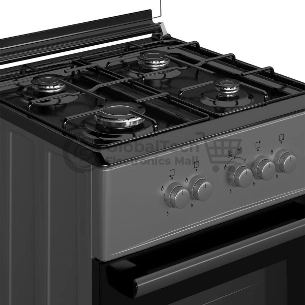 Maxi 4-Burner Gas Cooker 60x60cm – Black & Grey Basic Model