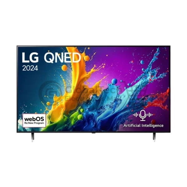 Front view of LG 65 Inch QNED 4K Smart TV 65QNED80T6B with AI Magic Remote