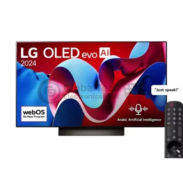 Front view of LG 77 Inch OLED Evo 4K Smart TV Model 77C46LA with AI Magic Remote