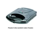 Polystar 2 slice sandwich maker with non-stick triangular plates, LED indicator, and vertical storage design