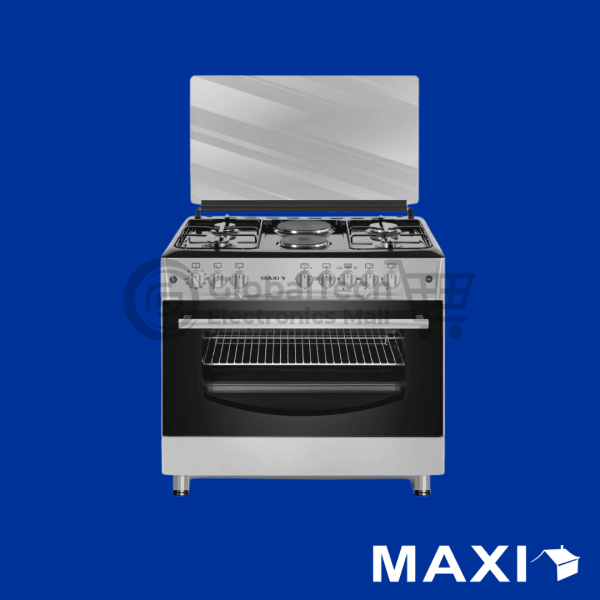 Maxi 60x90CM Gas Cooker – 4+2 Burners, Black & Grey