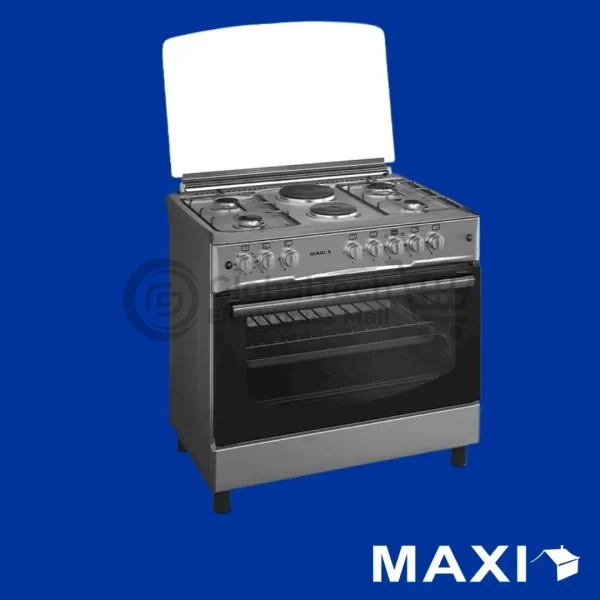 Maxi 60x90cm Gas Cooker – 4 Gas + 2 Electric Burners, Inox