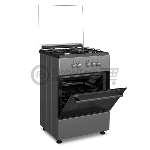Maxi 4-Burner Gas Cooker 60x60cm – Black & Grey (Basic)