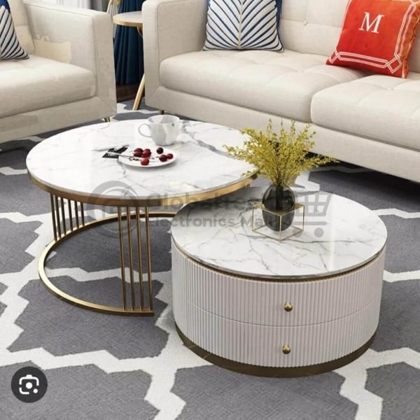 Exquisite Marble Centre Table with Built-in Storage Cabinet