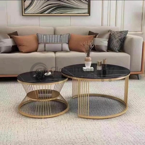 Extendable Luxury Marble Centre Table with Black Top