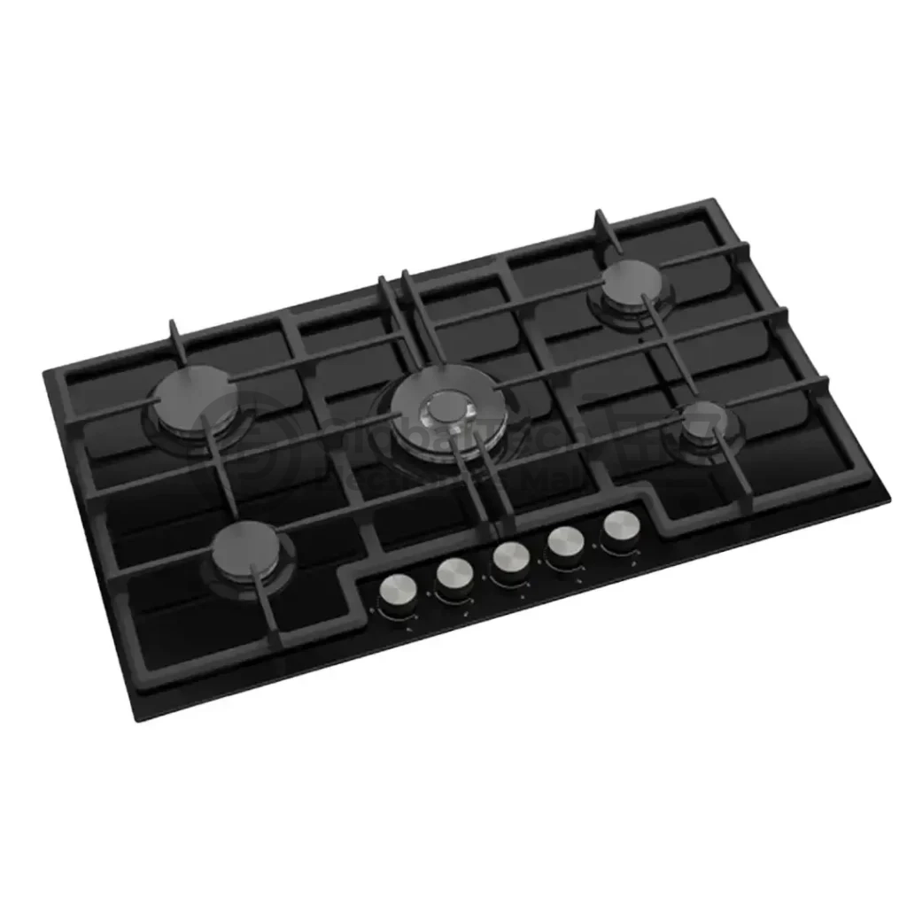 Maxi 5-Burner Tabletop Gas Cooker – Black Glass Edge (ED045)
